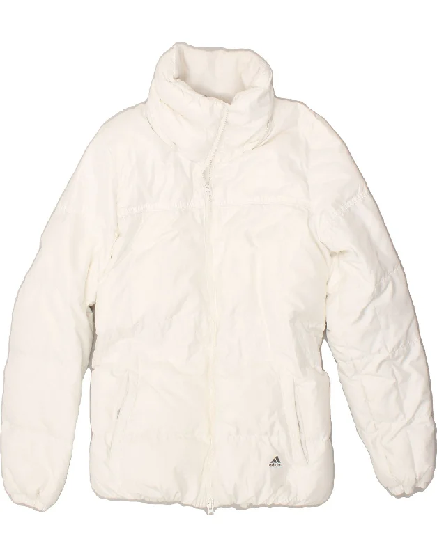 ADIDAS Womens Padded Jacket UK 12/14 Medium White Polyester