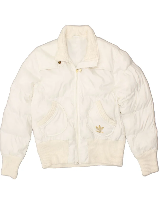 ADIDAS Womens Padded Jacket UK 16 Large White Polyester