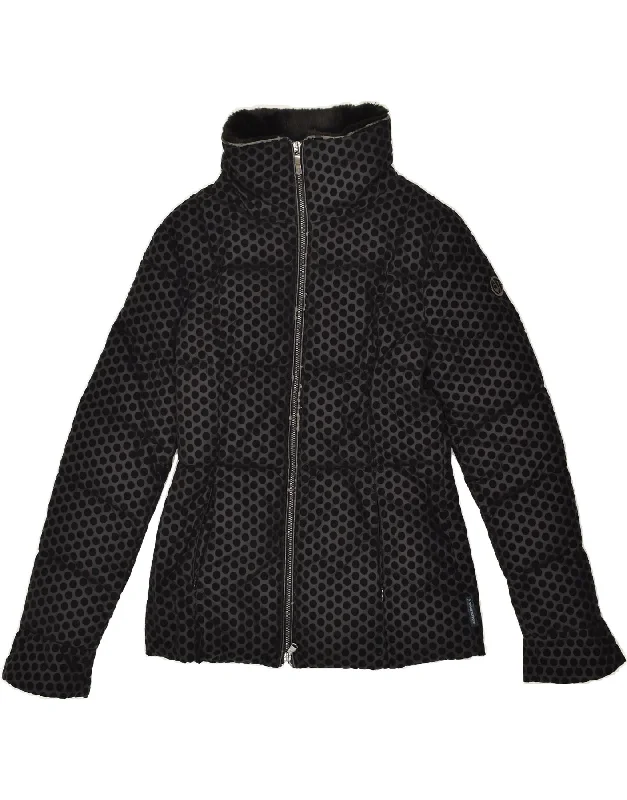 ARMANI JEANS Womens Padded Jacket US 6 Medium Black Spotted Polyamide