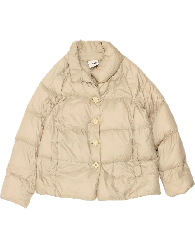 ASPESI Womens Padded Jacket UK 16 Large Beige Polyester