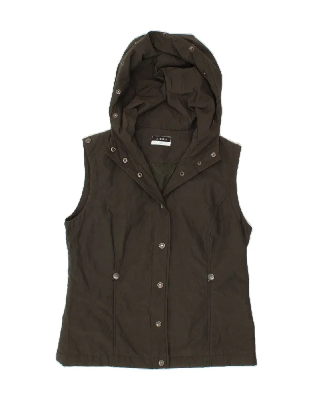 CARACTERE Womens Hooded Gilet IT 44 Medium Brown Cotton