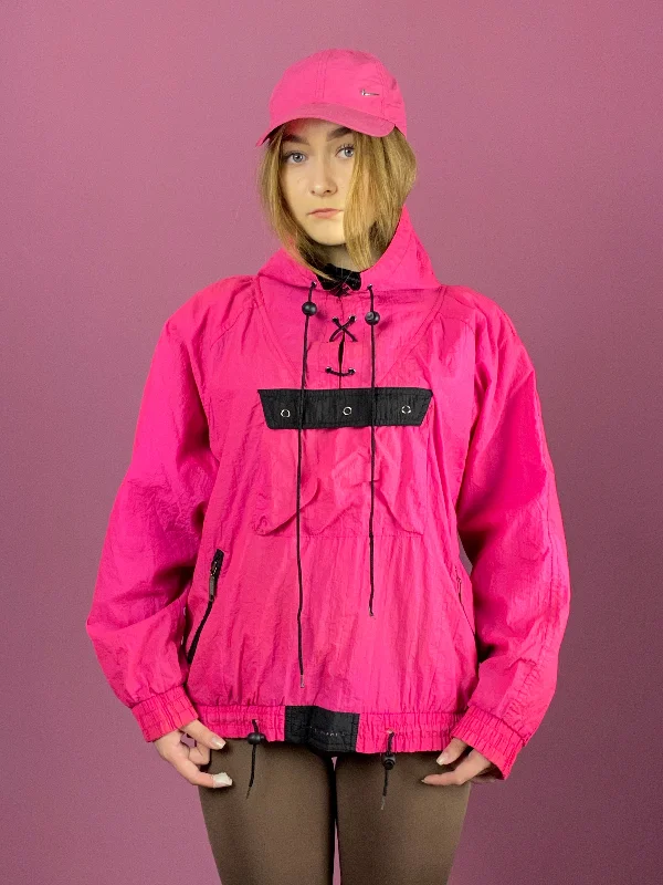 Champion Vintage Women's Windbreaker Jacket - XL Pink Nylon