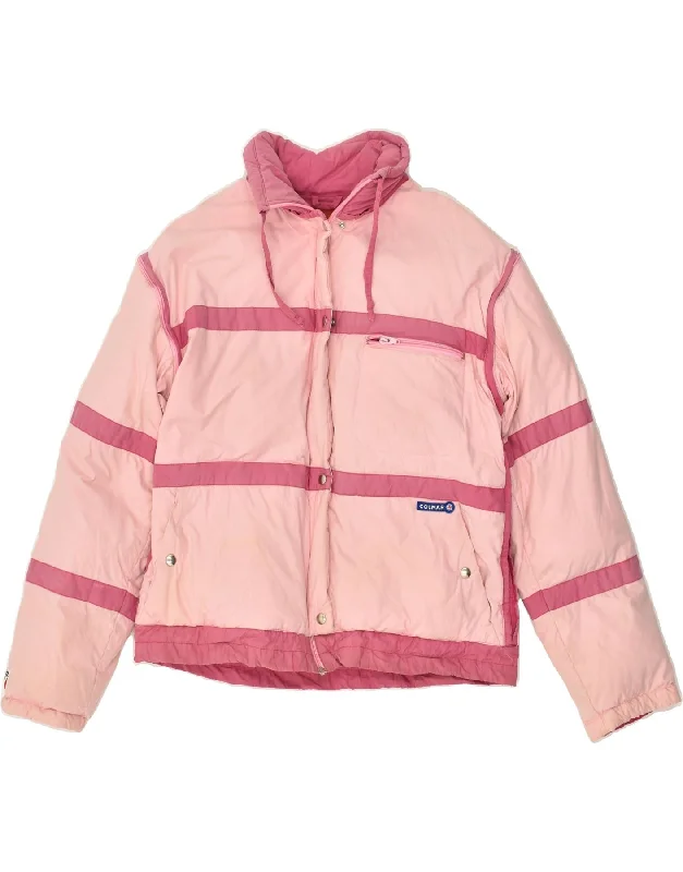 COLMAR Womens Padded Jacket IT 46 Large Pink Striped Cotton