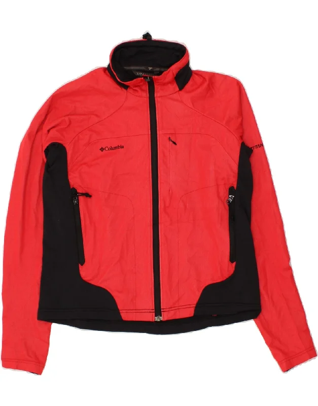 COLUMBIA Womens Titanium Windbreaker Jacket UK 12 Medium Red Colourblock