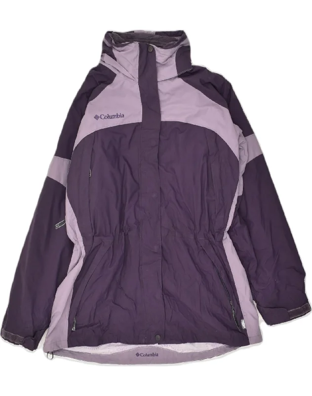 COLUMBIA Womens Windbreaker Jacket UK 14 Large Purple Colourblock Nylon