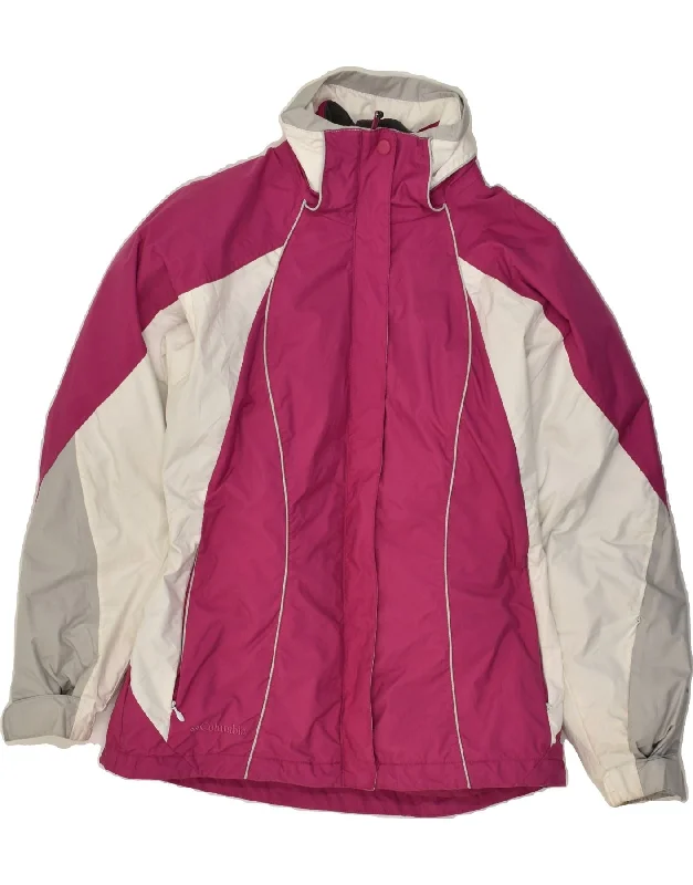 COLUMBIA Womens Windbreaker Jacket UK 14 Medium Pink Colourblock Polyester