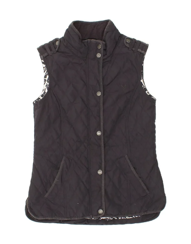 CREW CLOTHING Womens Quilted Gilet UK 6 XS Navy Blue Polyester