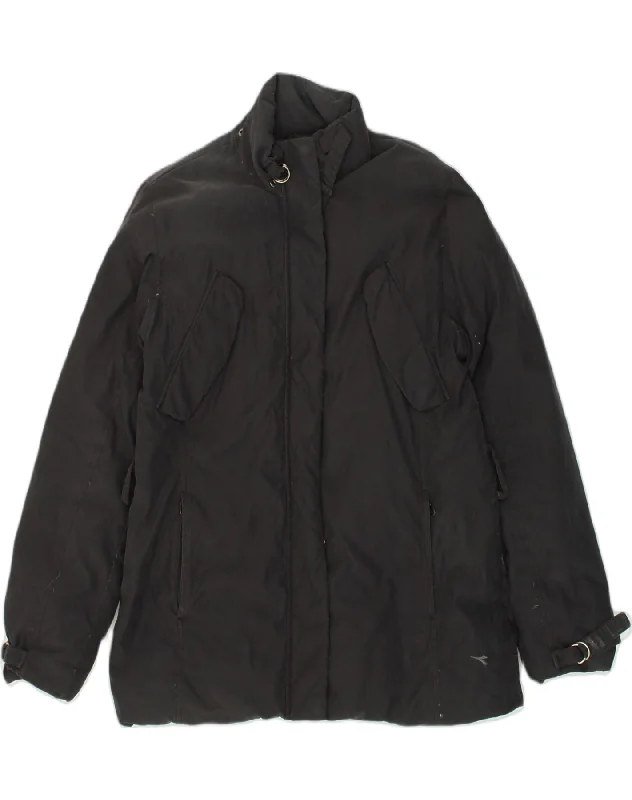 DIADORA Womens Windbreaker Jacket UK 16 Large Black Polyester