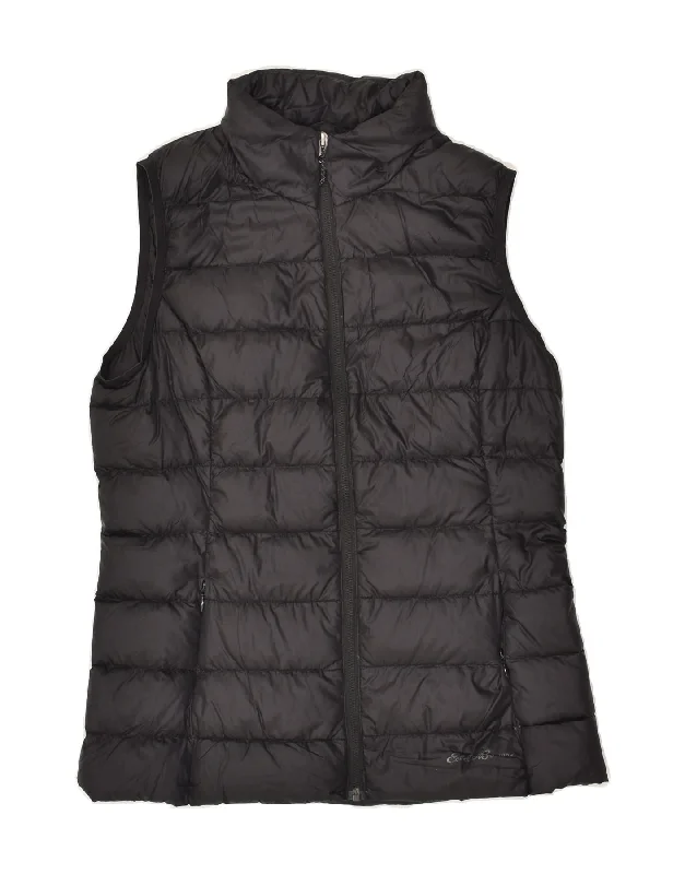 EDDIE BAUER Womens Padded Gilet UK 10 Small Black Polyester