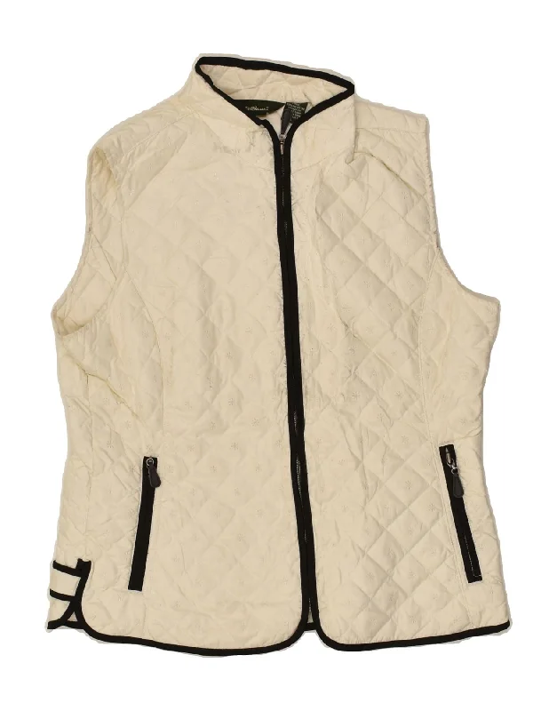 EDDIE BAUER Womens Quilted Gilet UK 16 Large Beige Polyester