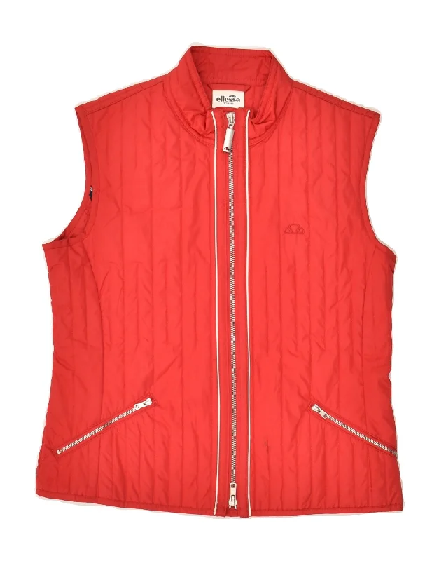 ELLESSE Womens Padded Gilet UK 10 Small Red Polyester