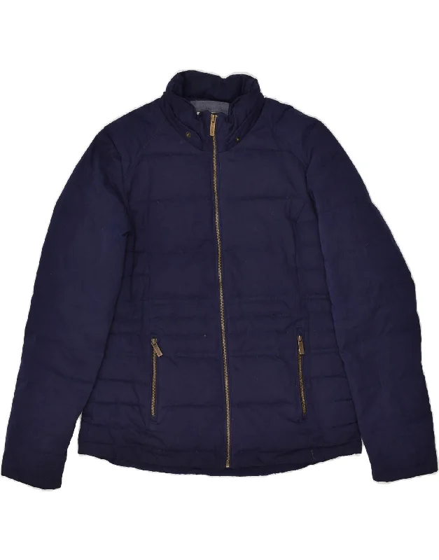 FAT FACE Womens Padded Jacket UK 14 Large Navy Blue Polyester