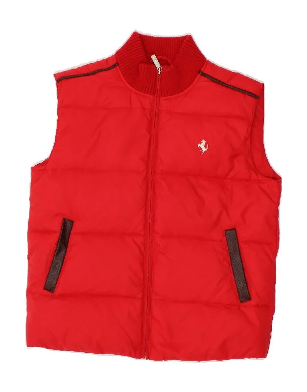 FERRARI Womens Padded Gilet UK 10 Small Red Polyester