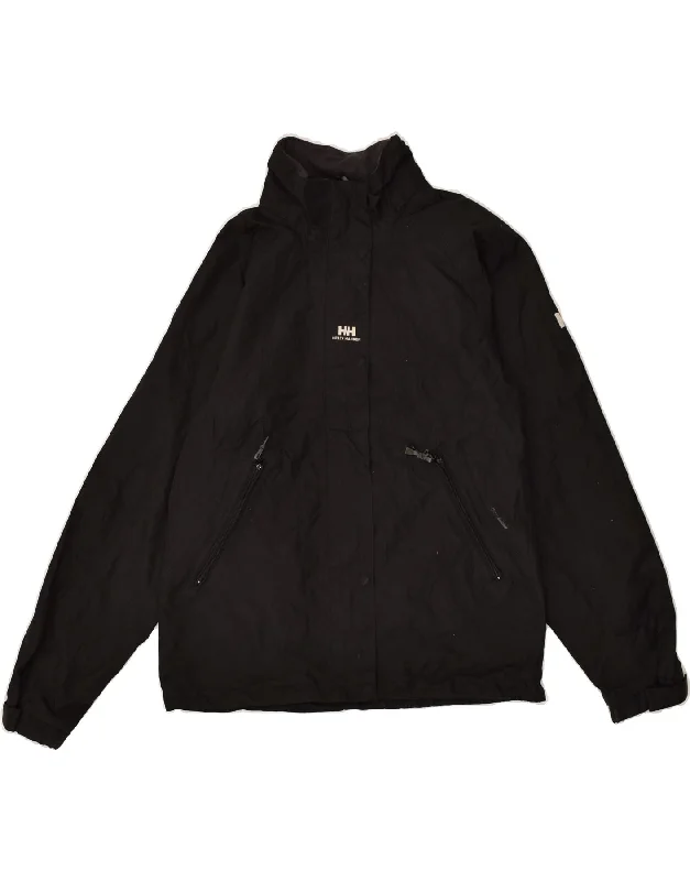 HELLY HANSEN Womens Windbreaker Jacket UK 14 Medium Black Polyester