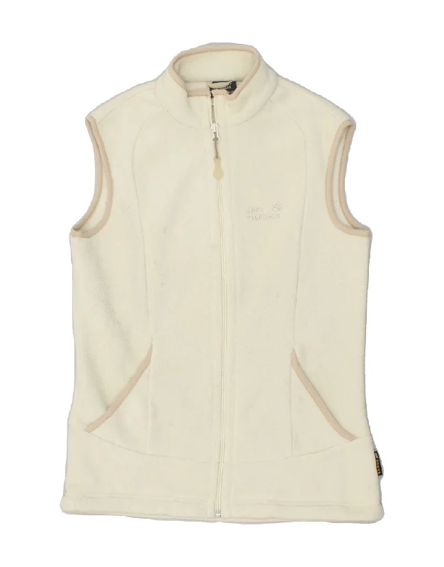 JACK WOLFSKIN Womens Fleece Gilet UK 10 Small Off White Polyester