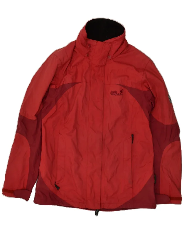 JACK WOLFSKIN Womens Windbreaker Jacket UK 10 Small Red Colourblock