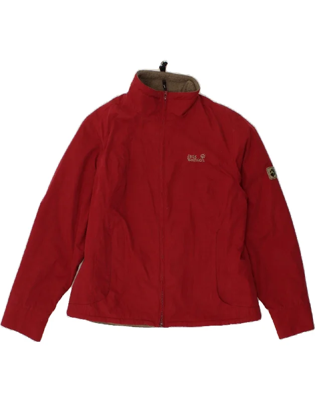 JACK WOLFSKIN Womens Windbreaker Jacket UK 16 Large Red Polyester