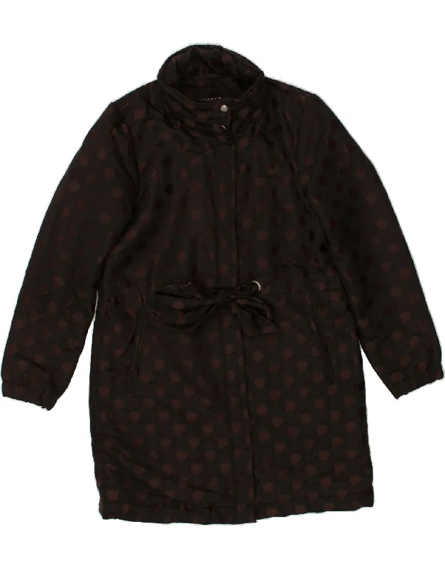 JAEGER Womens Windbreaker Coat UK 12 Medium  Brown Polka Dot Polyester