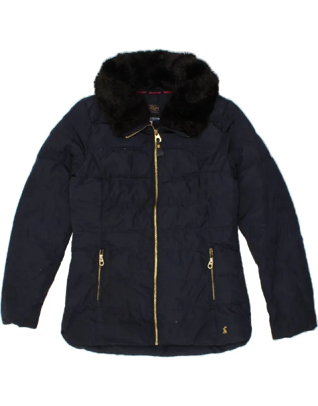 JOULES Womens Padded Jacket UK 12 Medium Navy Blue Polyester