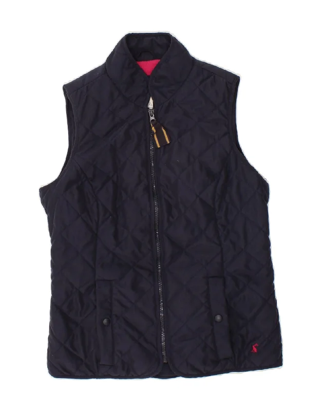 JOULES Womens Quilted Gilet UK 10 Small  Navy Blue Polyester