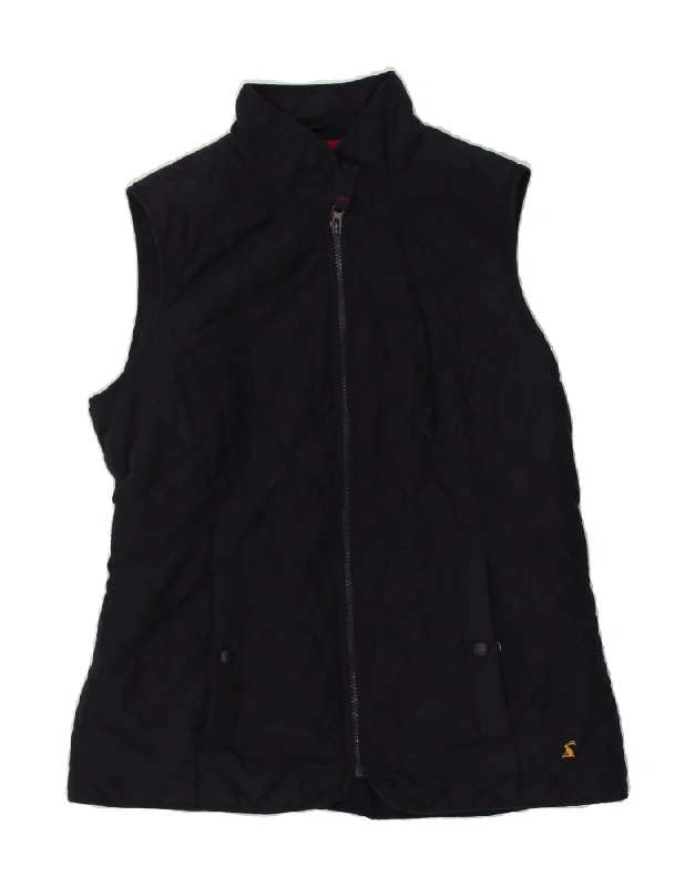 JOULES Womens Quilted Gilet UK 12 Medium  Navy Blue Polyester