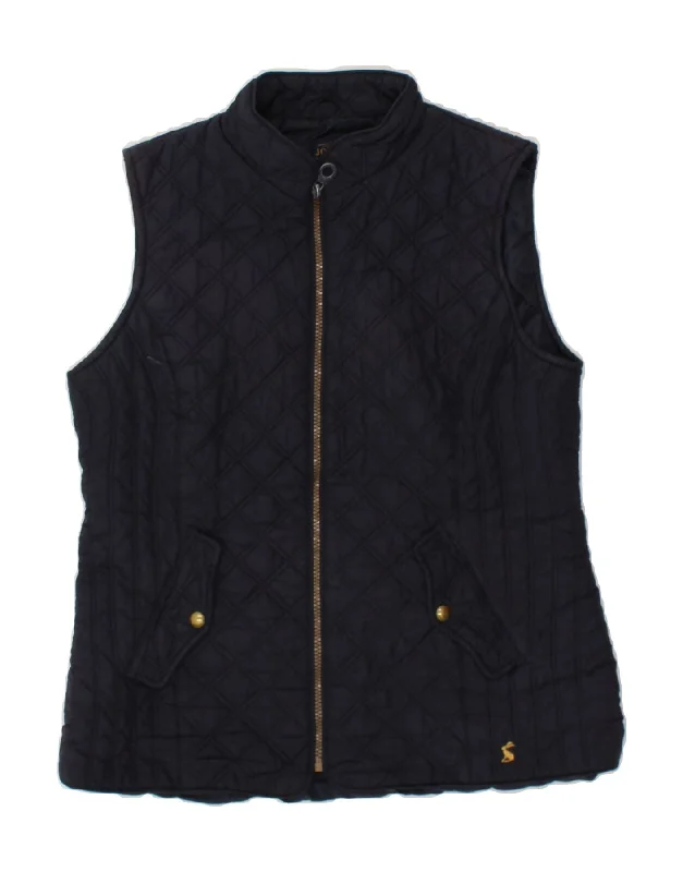 JOULES Womens Quilted Gilet UK 12 Medium  Navy Blue Polyester