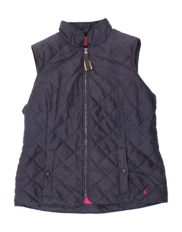 JOULES Womens Quilted Gilet UK 14 Large  Navy Blue Polyester