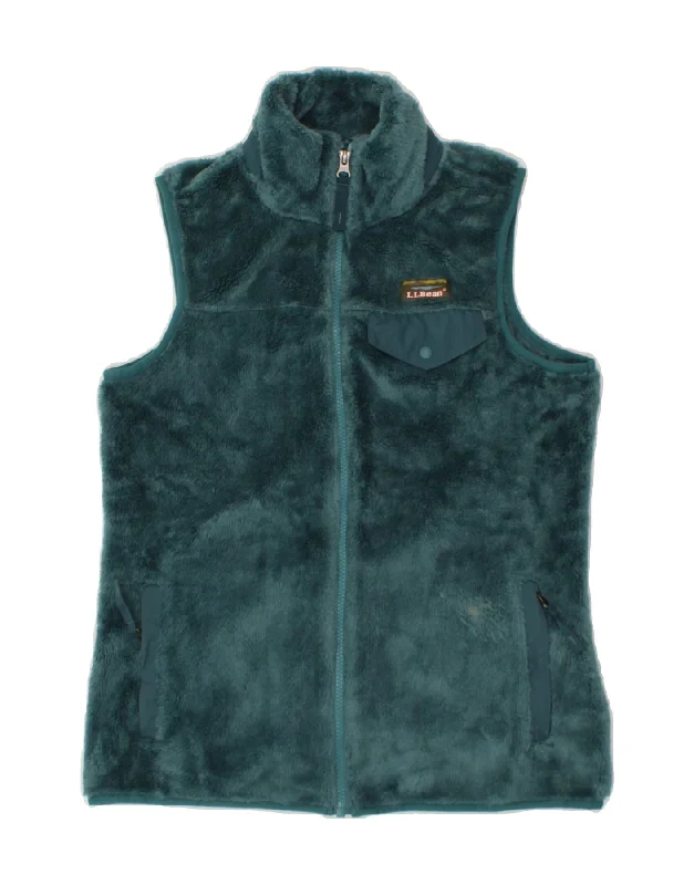 L.L.BEAN Womens Fleece Gilet UK 6 XS Green Polyester