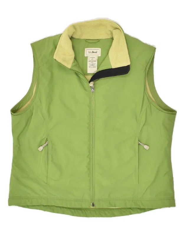 L.L.BEAN Womens Gilet UK 16 Large Green Nylon