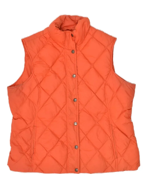 LANDS END Womens Padded Gilet UK 16 Large Orange Nylon