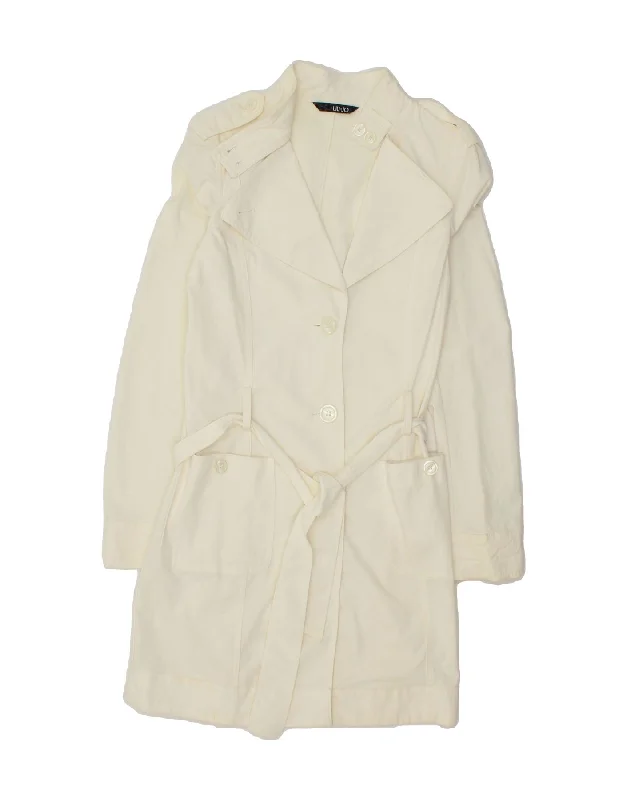 LIU JO Womens Military Overcoat IT 42 Medium White Cotton