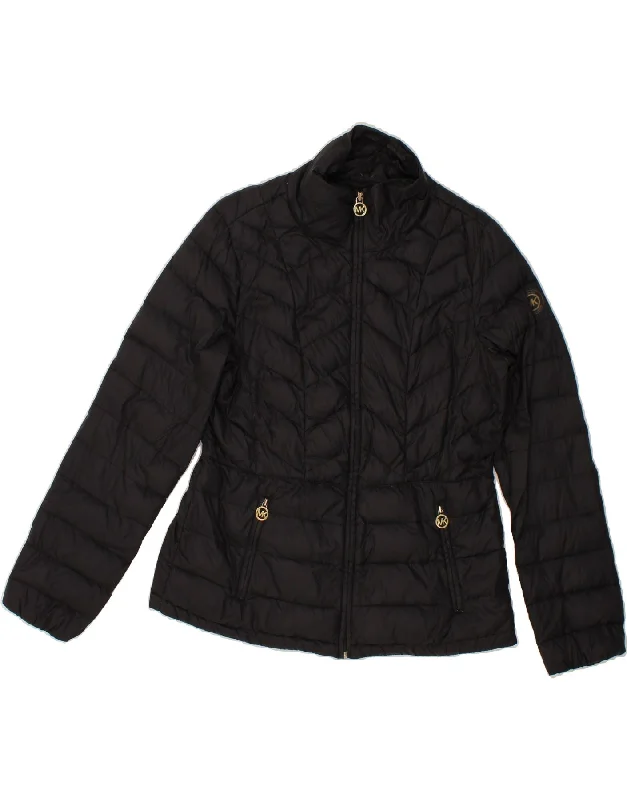 MICHAEL KORS Womens Padded Jacket UK 14 Large Black Nylon