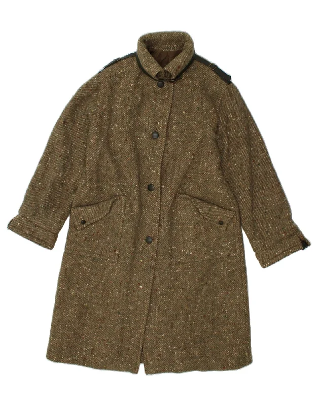 MODYVA Womens Overcoat IT 44 Medium Khaki Flecked New Wool