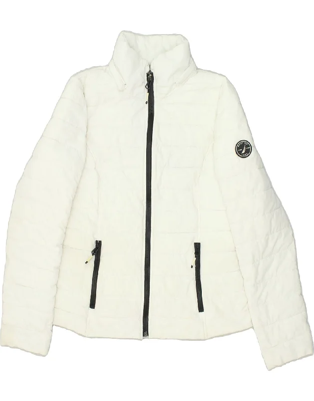 NAUTICA Womens Padded Jacket UK 14 Medium White Polyester