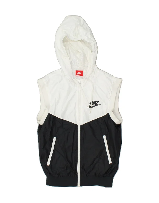 NIKE Womens Hooded Gilet UK 10 Small White Colourblock Polyester