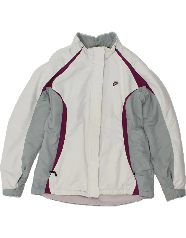 NIKE Womens Windbreaker Jacket US 12/14 Large White Colourblock Polyester