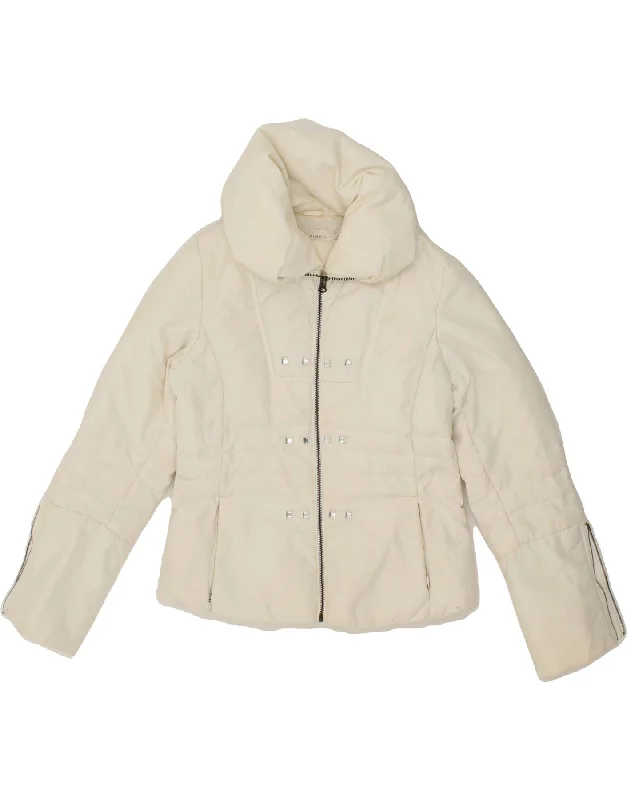 PINKO Womens Padded Jacket UK 8 Small Off White Polyamide