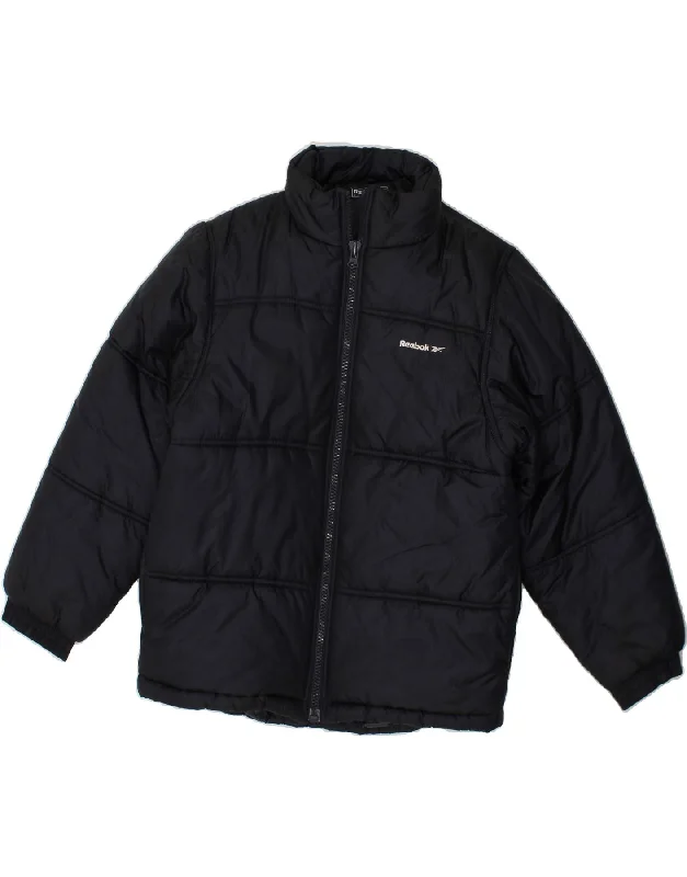 REEBOK Womens Padded Jacket UK 14 Medium Navy Blue Nylon