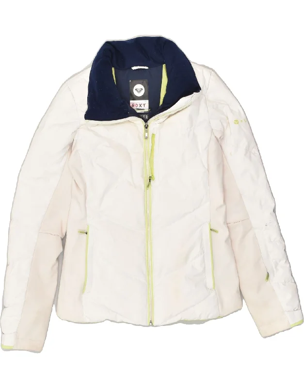 ROXY Womens Padded Jacket UK 14 Medium White Polyester