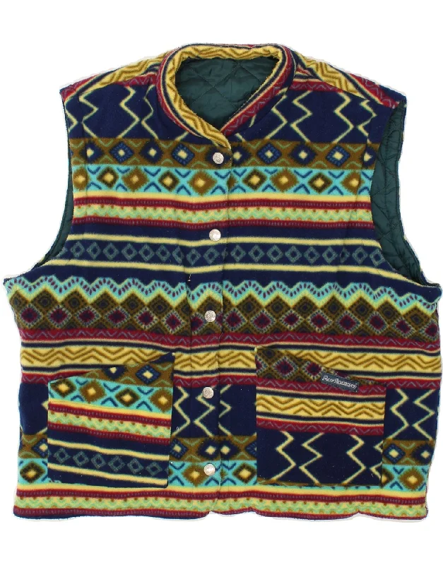 ROY ROGERS Womens Fleece Gilet UK 16 Large Multicoloured Fair Isle