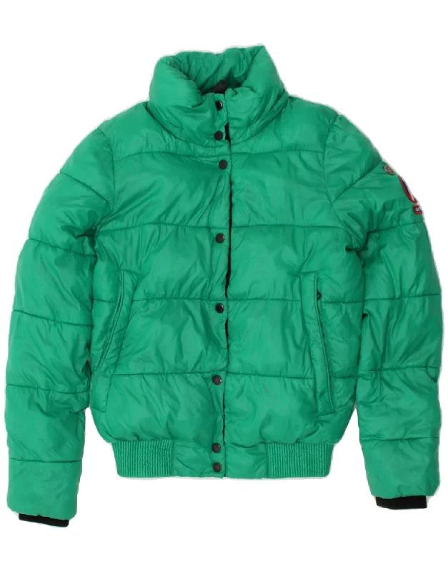 SUPERDRY Womens Loose Fit Padded Jacket UK 10 Small Green Polyester