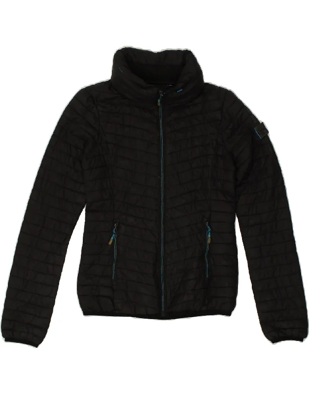 SUPERDRY Womens Padded Jacket UK 10 Small Black Nylon