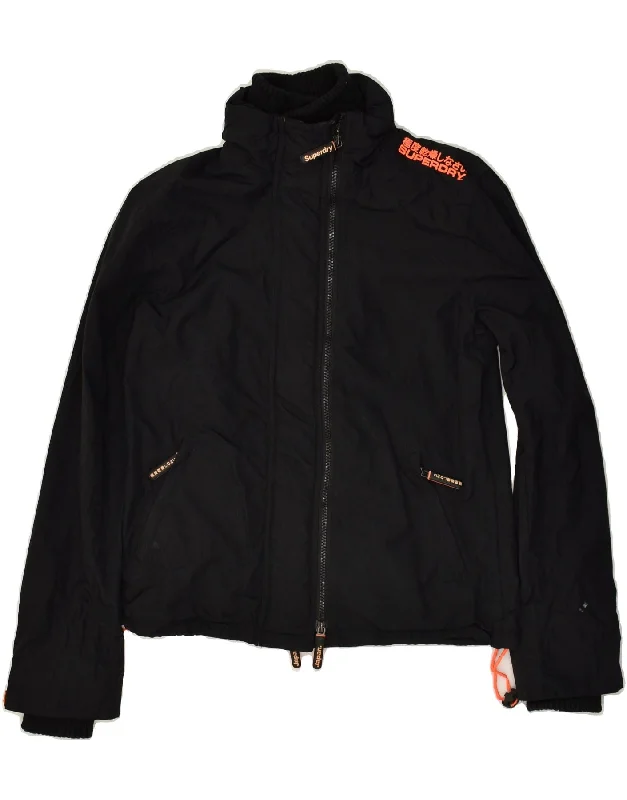 SUPERDRY Womens The Windcheater Windbreaker Jacket UK 14 Medium Black