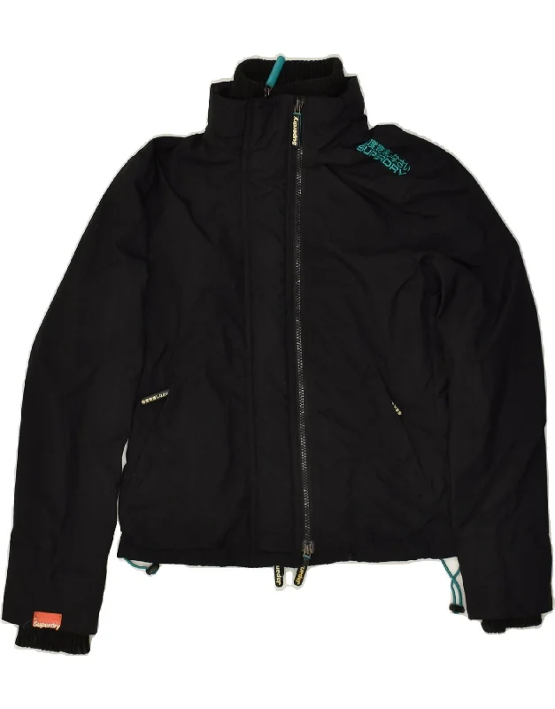 SUPERDRY Womens The Windcheater Windbreaker Jacket UK 6 XS Black Nylon