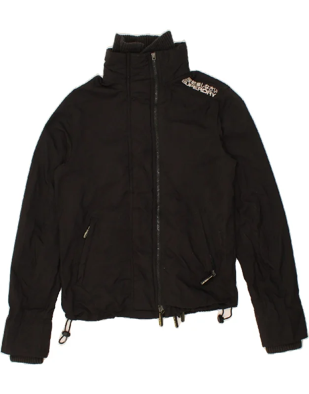 SUPERDRY Womens Windbreaker Jacket UK 10 Small Black Nylon