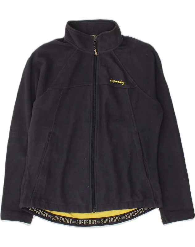 SUPERDRY Womens Windbreaker Jacket UK 14 Large Navy Blue Polyester