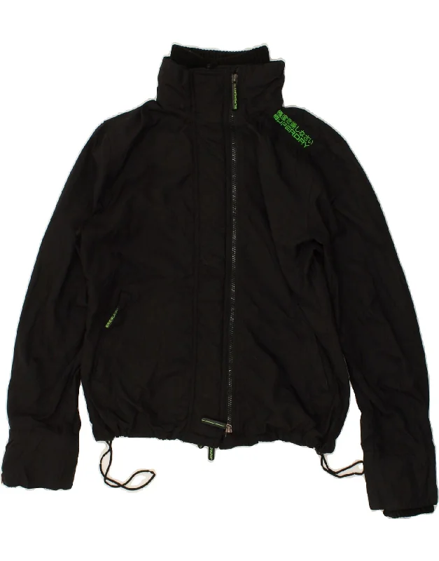 SUPERDRY Womens Windbreaker Jacket UK 16 Large Black Nylon