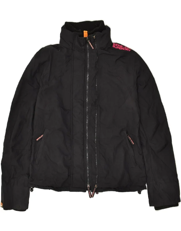 SUPERDRY Womens Windbreaker Jacket UK 18 XL Black Nylon