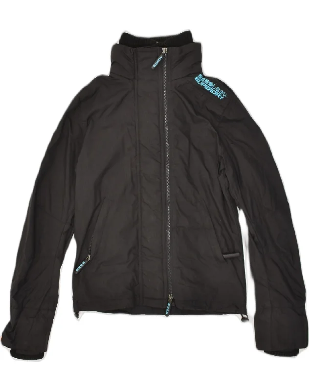 SUPERDRY Womens Windbreaker Jacket UK 8 Small Black Nylon