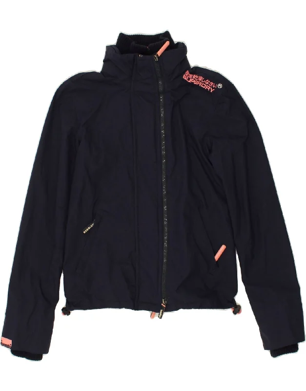 SUPERDRY Womens Windcheater Windbreaker Jacket UK 6 XS Navy Blue Nylon